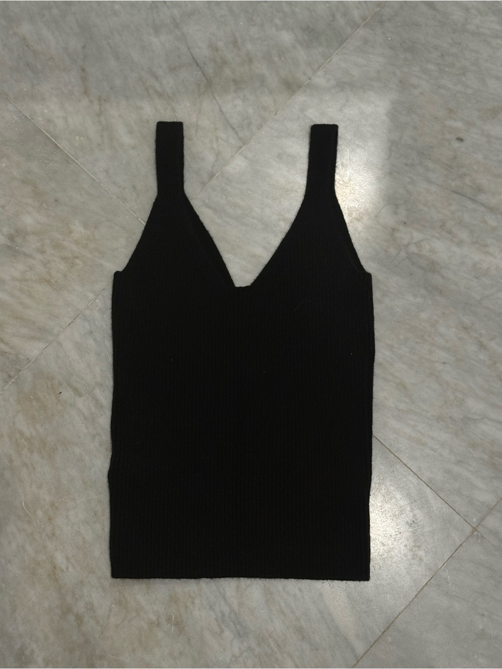 J. Crew Black Ribbed V-Neck Camisole